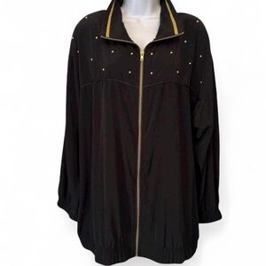 90s Vintage Retro Streetwear Silver Threads Black & Gold Windbreaker Jacket